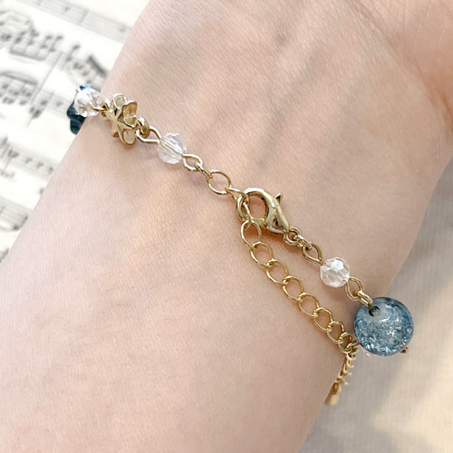 ガラスビーズブレスレット 高級ガラスビーズ】✿天使の休息✿ワイヤーブレスレット 瑠璃