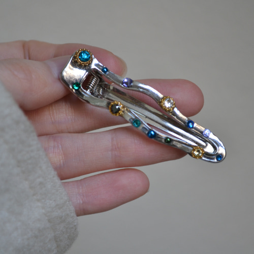 ジュエリーなヘアクリップ2個セット▷▷ターコイズブルー