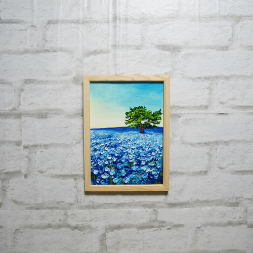 油絵 油彩 油彩画 絵 絵画【朝のネモフィラの丘】 絵画 HR 油絵 油彩 油彩画 絵 絵画【朝のネモフィラの丘】 絵画 HR