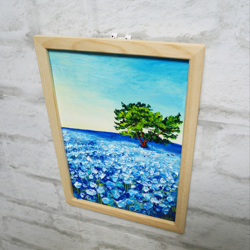 油絵 油彩 油彩画 絵 絵画【朝のネモフィラの丘】 絵画 HR 油絵 油彩 油彩画 絵 絵画【朝のネモフィラの丘】 絵画 HR