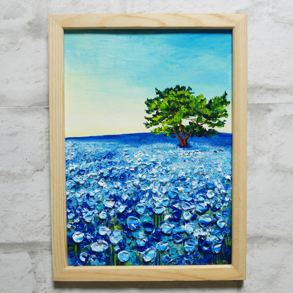 油絵 油彩 油彩画 絵 絵画 F0号【ネモフィラの丘】 油絵 油彩 油彩画 絵 絵画 【ネモフィラの丘】 絵画 HR 通販