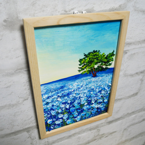 油絵 油彩 油彩画 絵 絵画【朝のネモフィラの丘】 絵画 HR