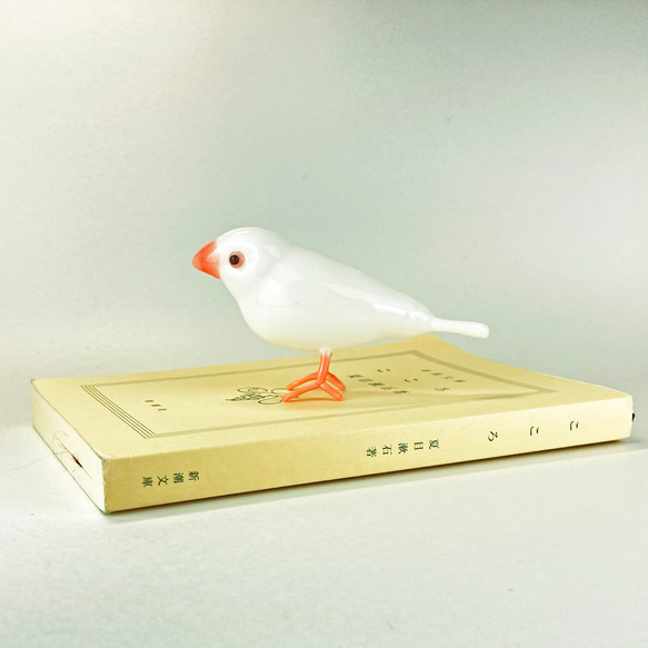 白文鳥（３）　中空ガラスの動物置物　オブジェ　ガラス細工 8枚目の画像