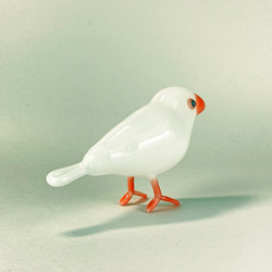 白文鳥（３）　中空ガラスの動物置物　オブジェ　ガラス細工 3枚目の画像