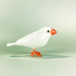 白文鳥（３）　中空ガラスの動物置物　オブジェ　ガラス細工 4枚目の画像