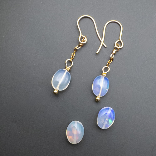 エチオピア産 ウォーターオパール ピアス ＊fiore＊ ステンレス フック