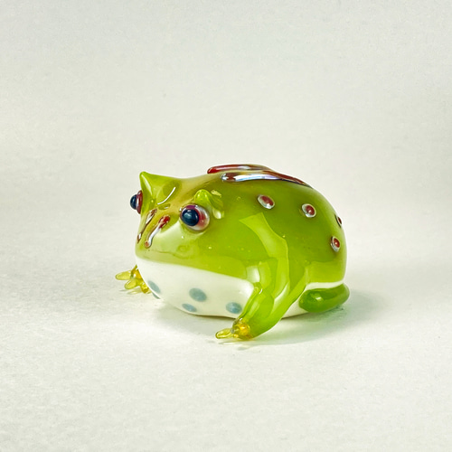 ツノガエル 中空ガラスの動物置物 オブジェ ガラス細工 その他置物