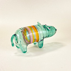 カバ（２）　中空ガラスの動物置物　ガラス細工　オブジェ 5枚目の画像