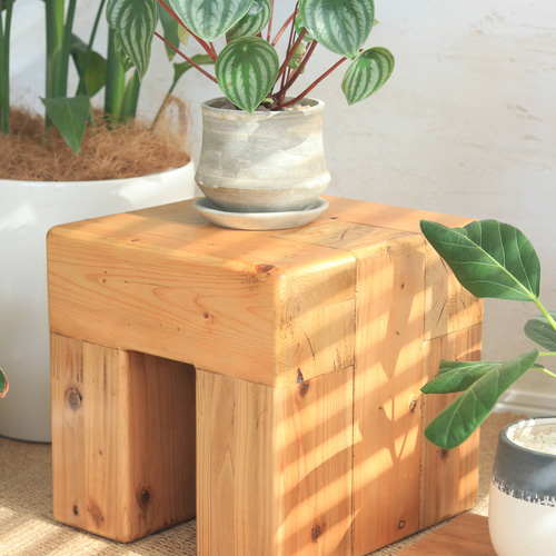 天然木スツールハンドメイドセット売り価格10500円お買い物観葉植物スタンド CUBE スツール プランツスタンド 300×300 無垢材 観葉植物