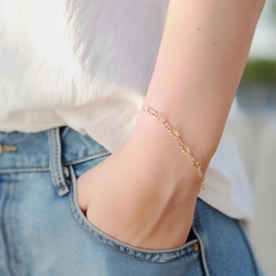 【専用です】♦︎14kgfブレスレット２点 14kgf 人気 2types チェーン ブレスレット ＊ ゴールド 華奢 シンプル