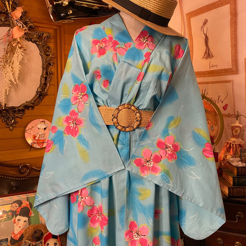 浴衣ドレス リメイク品 和洋折衷 浴衣 リメイク ワンピース ドレス レトロ 古着 和
