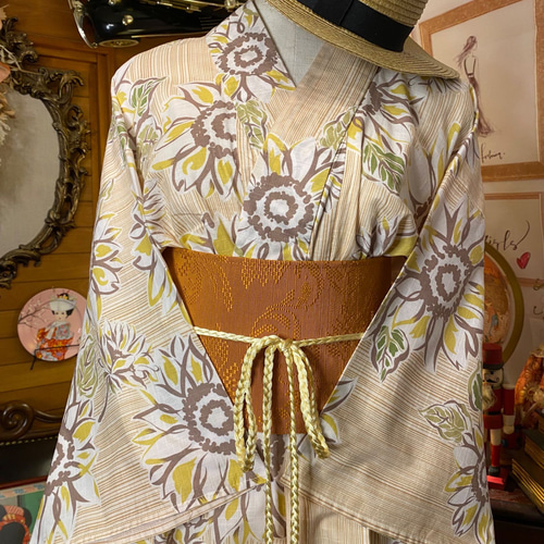 和洋折衷 浴衣 リメイク ワンピース ドレス 帯サッシュベルト