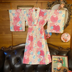 和洋折衷 浴衣 リメイク ワンピース ドレス 名古屋帯サッシュベルト レトロ 古着 和 モダン W-230 7枚目の画像