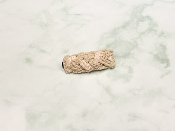 立體編織毛線三股辮泡芙花頭飾髮夾 第3張的照片