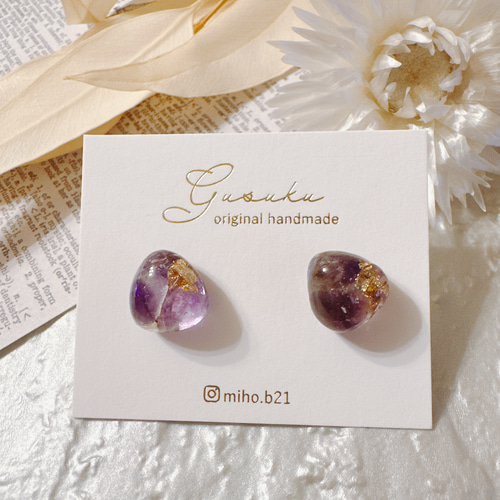 幸運を呼ぶ♡天然石一粒ピアス/イヤリング イヤリング