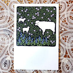 POST CARD - Find a lucky clover - sheep family 2枚セット 2枚目の画像