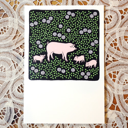 POST CARD - Find a lucky clover - pig family 2枚セット 3枚目の画像