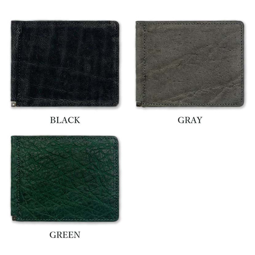 新品 未使用 日本製 エレファントレザー 札ばさみ グレー 素早く 