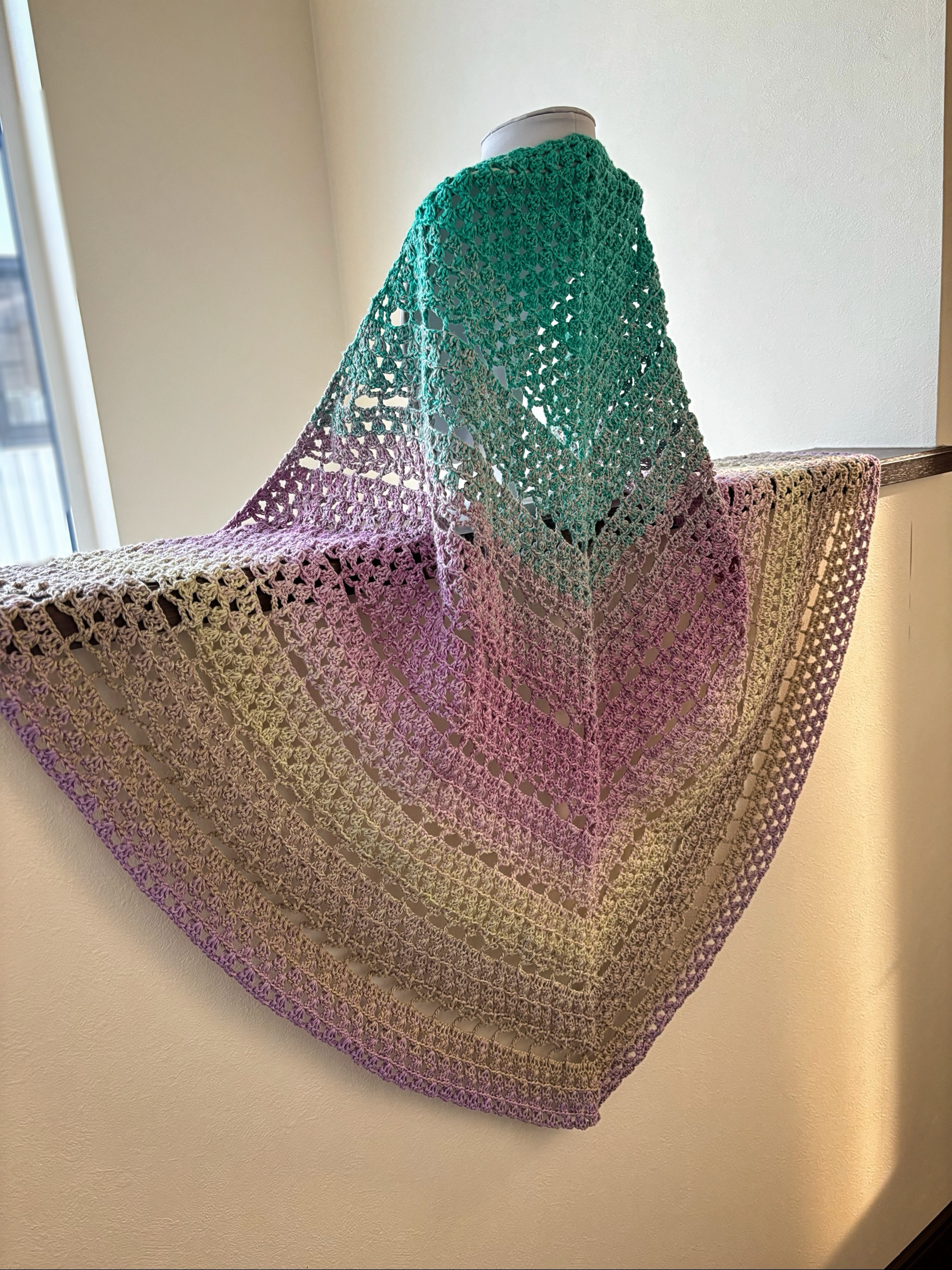 【受注製作】⭐︎デザイン選択可⭐︎コットン混三角ショール　006