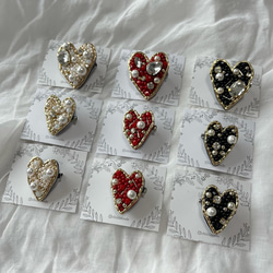 ZARZUELAS PARIS ハート ブローチ ハート（小）ブローチ ビーズ刺繍 パール ビジュー キラキラ