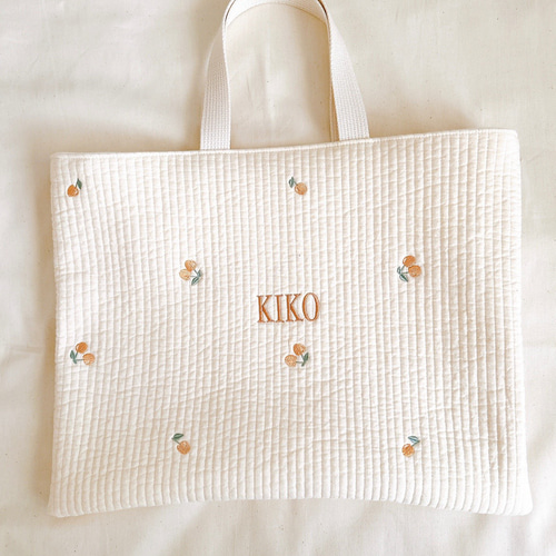 レッスンバッグ ヌビ　木の実刺繍 お名前刺繍】マチ付きヌビレッスンバッグ レッスンバッグ A li'i