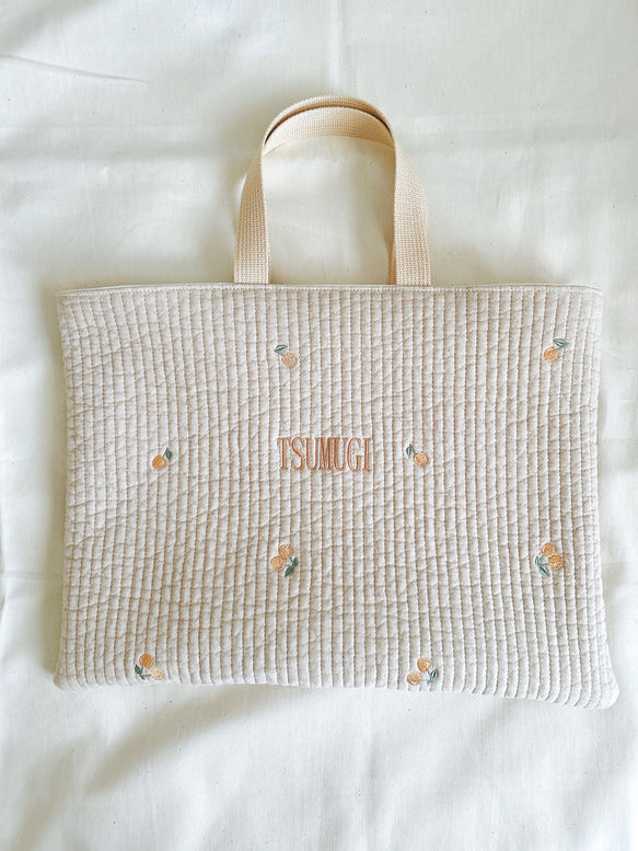 【お名前刺繍】マチ付きヌビレッスンバッグ 2枚目の画像