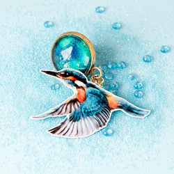 カワセミの七宝焼ピンブローチ(ピンバッジ)【受注制作】 ピンバッチ