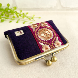 ほどよいお財布　久留米絣＆インド刺繍リボン 5枚目の画像