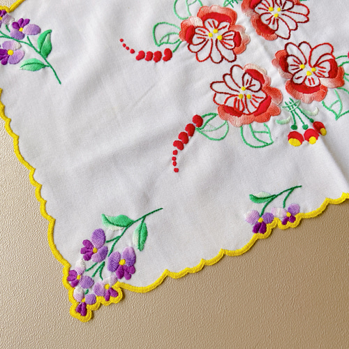 ハンガリーカロチャ刺繍 形ドイリー ヴィンテージ
