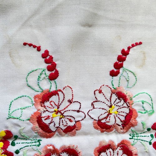 貴重 ハンガリー刺繍 カロチャ刺繍 スミレ刺繍 ドイリー