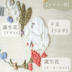 誕生日で彩るイニシャル刺繍命名書　ファブリックパネル　バースボード　イニシャルボード　刺繍インテリア　出産祝い　お七夜 6枚目の画像