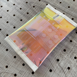 【在庫限り】軽量オーロラPVC生地使用　ファスナー付きポケットティッシュケース　ビニールクリアポーチ　コインケース 7枚目の画像