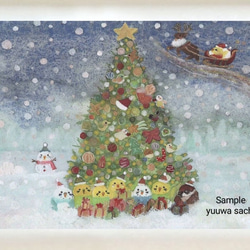 インコポストカード3枚  『クリスマスインコたちとサンタインコ』 2枚目の画像