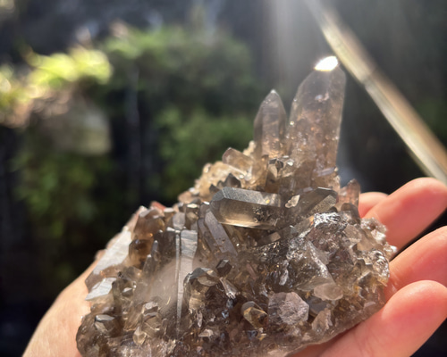 スモーキークォーツクラスター☆4341g☆11.4cm！☆瀧川神社にて