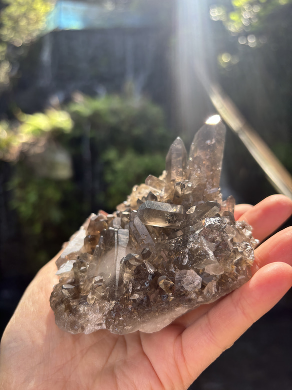スモーキークォーツクラスター☆4341g☆11.4cm！☆瀧川神社にて浄化