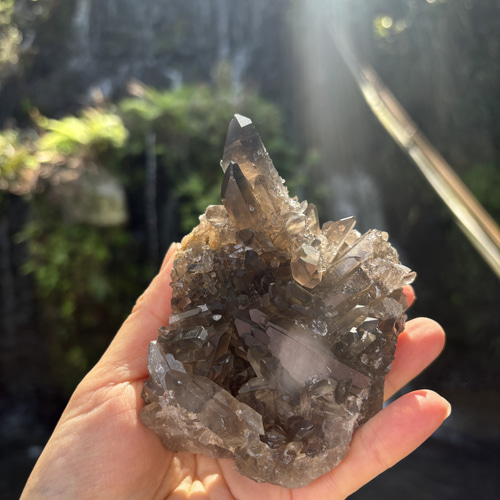 スモーキー クォーツ クラスター 2個 スモーキークォーツクラスター☆4341g☆11.4cm！☆瀧川神社にて浄化