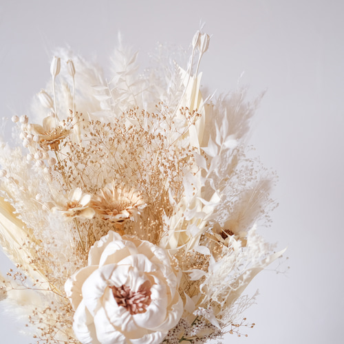 煌めくゴールドホワイトブーケ ウェディングブーケ 前撮り ドライ