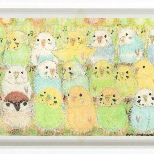 キャンバス油絵　専用　仲良く集まるカラフルかわいいインコたち キャンバス油絵 専用 仲良く集まるカラフルかわいいインコたち