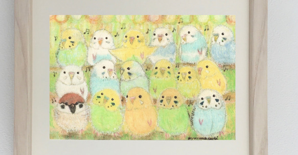 キャンバス油絵 専用 仲良く集まるカラフルかわいいインコたち