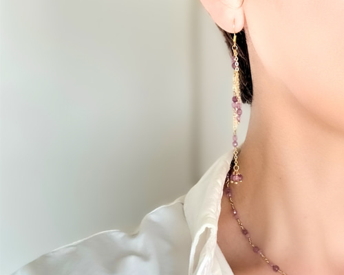 K18Yg multicolorネックレス&イヤリングセット