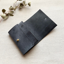 half wallet / 二つ折り財布〝SIBILLA Liscio〞〖ブラック〗〖刻印可〗〖受注制作〗〖春財布〗 4枚目の画像