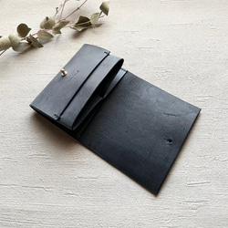 half wallet / 二つ折り財布〝SIBILLA Liscio〞〖ブラック〗〖刻印可〗〖受注制作〗〖春財布〗 5枚目の画像