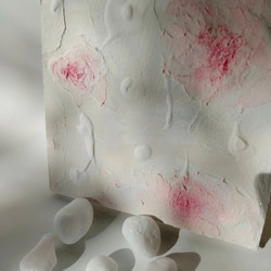 15cmキャンバス　花　生クリーム　アート+石　テクスチャーアート　インテリア小物　ピンク　ホワイト 2枚目の画像