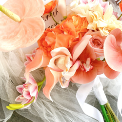 クラッチブーケ 結婚式 ウエディングブーケ アーティフィシャルフラワーブーケ 胡蝶蘭 アンスリウム 披露宴 2枚目の画像