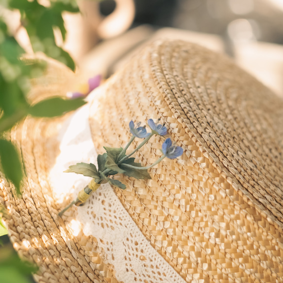 オオイヌノフグリ の 布花 ブローチ 5枚目の画像