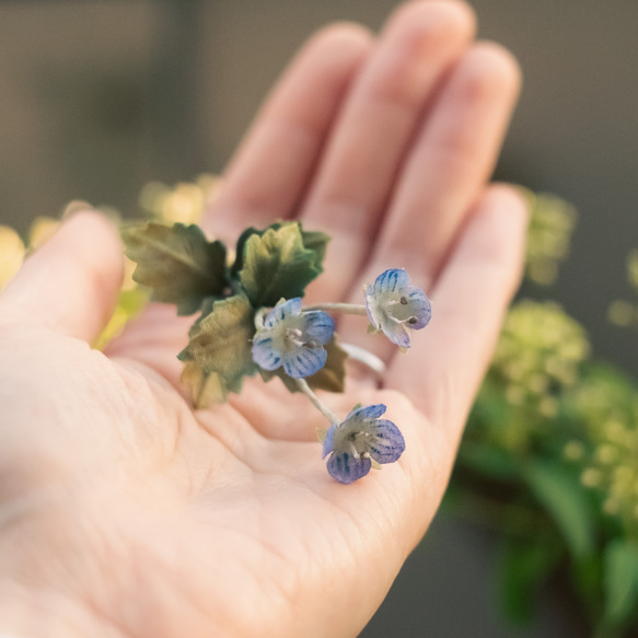 オオイヌノフグリ の 布花 ブローチ 6枚目の画像