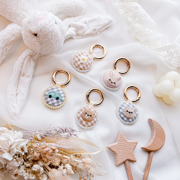 人気⸝⋆登園バックに⟡˖ ࣪⊹刺繍が可愛いミニシンプルキーホルダー お名前キーホルダー キーホルダー プレゼント お揃い 10枚目の画像