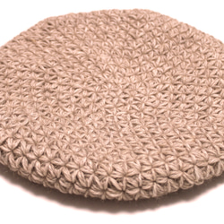 リフ編みのふんわりベレー帽　NZポッサム・メリノ　ナチュラル 7枚目の画像