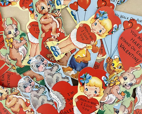 20%】【No64】ヴィンテージ・バレンタインカード8種(海外チケット