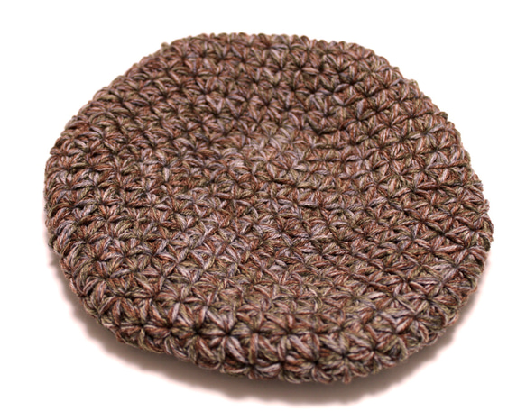 リフ編みのふんわりベレー帽　メリノウール　アースカラーMIX 6枚目の画像
